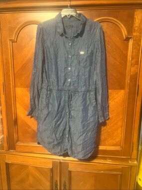 Tommy Hilfiger Denim Button-Front Long Sleeve Dress - Navy Blue (BIN 2-51)